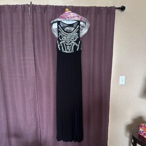 Elegant Black Beaded Evening Dress